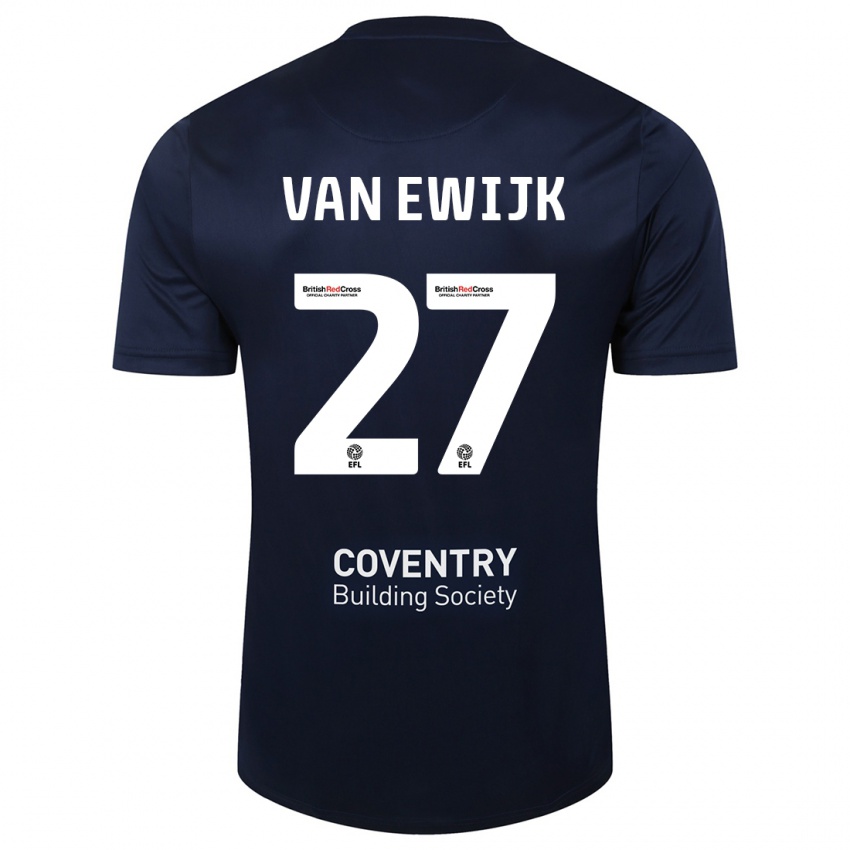 Kinderen Milan Van Ewijk #27 Rode Marine Uitshirt Uittenue 2023/24 T-Shirt België