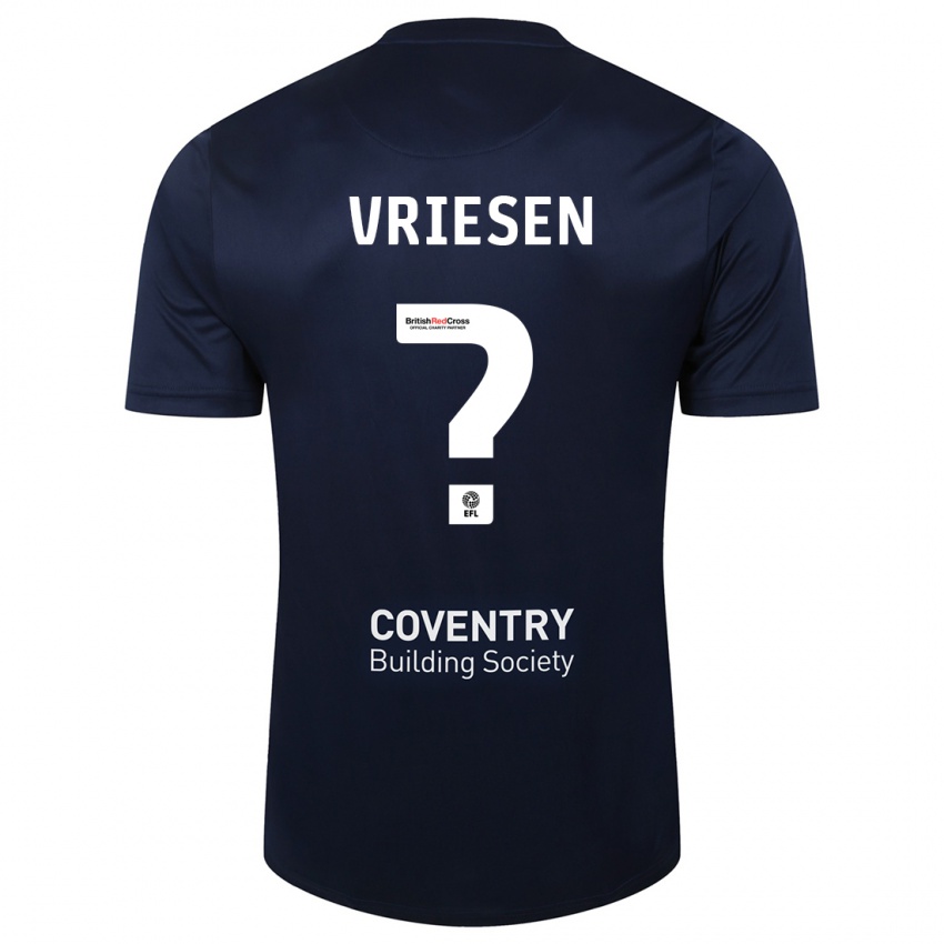 Kinderen Fabian Vriesen #0 Rode Marine Uitshirt Uittenue 2023/24 T-Shirt België