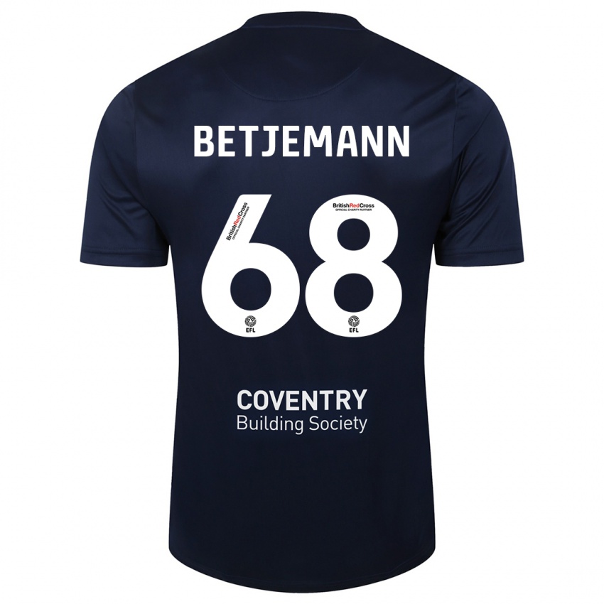 Kinderen Elliot Betjemann #68 Rode Marine Uitshirt Uittenue 2023/24 T-Shirt België