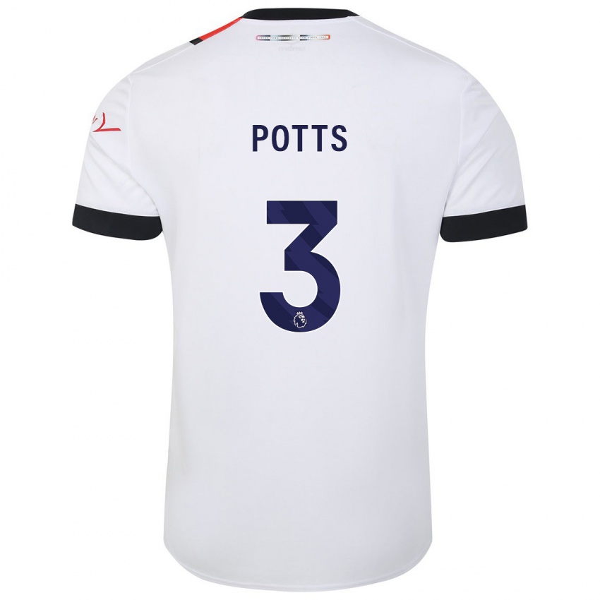 Enfant Maillot Dan Potts #3 Blanc Tenues Extérieur 2023/24 T-Shirt Belgique