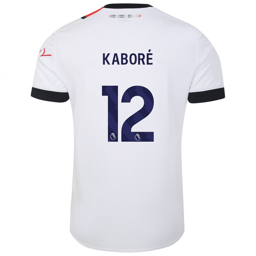 Enfant Maillot Issa Kabore #12 Blanc Tenues Extérieur 2023/24 T-Shirt Belgique