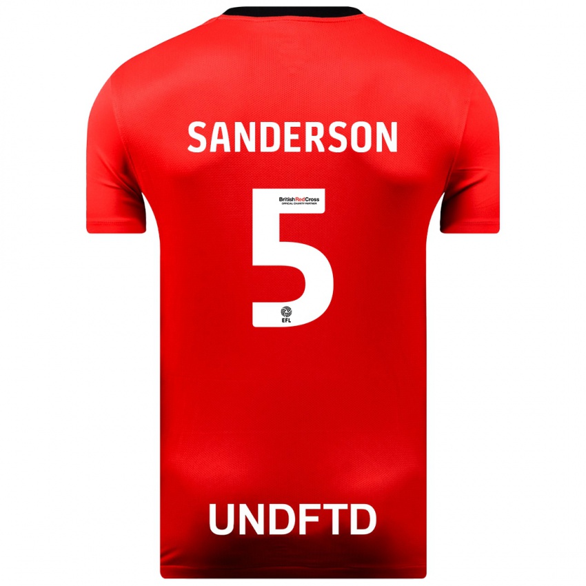 Kinderen Dion Sanderson #5 Rood Uitshirt Uittenue 2023/24 T-Shirt België