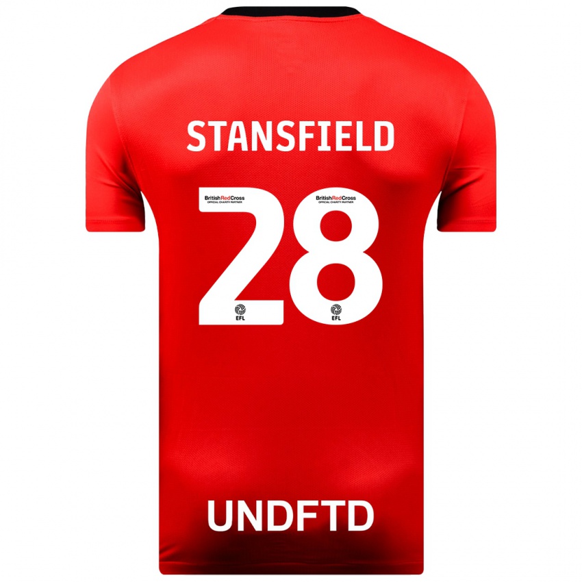 Kinderen Jay Stansfield #28 Rood Uitshirt Uittenue 2023/24 T-Shirt België