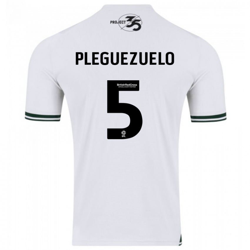 Kinder Julio Pleguezuelo #5 Weiß Auswärtstrikot Trikot 2023/24 T-Shirt Belgien