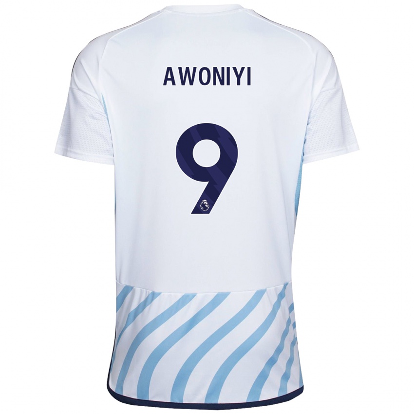 Kinderen Taiwo Awoniyi #9 Wit Blauw Uitshirt Uittenue 2023/24 T-Shirt België