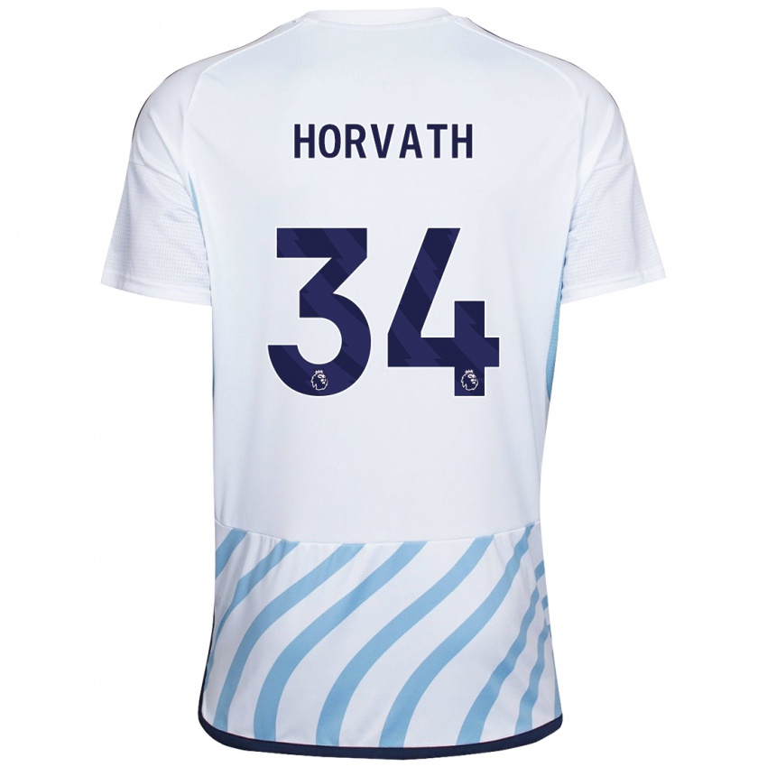 Enfant Maillot Ethan Horvath #34 Blanc Bleu Tenues Extérieur 2023/24 T-Shirt Belgique