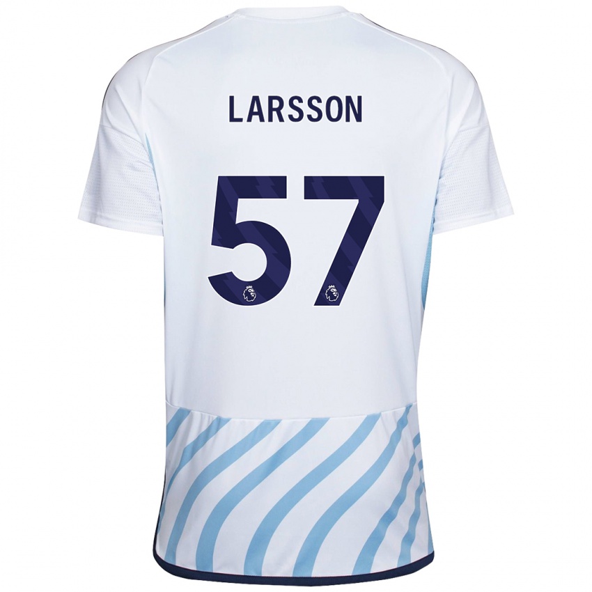 Enfant Maillot Julian Larsson #57 Blanc Bleu Tenues Extérieur 2023/24 T-Shirt Belgique