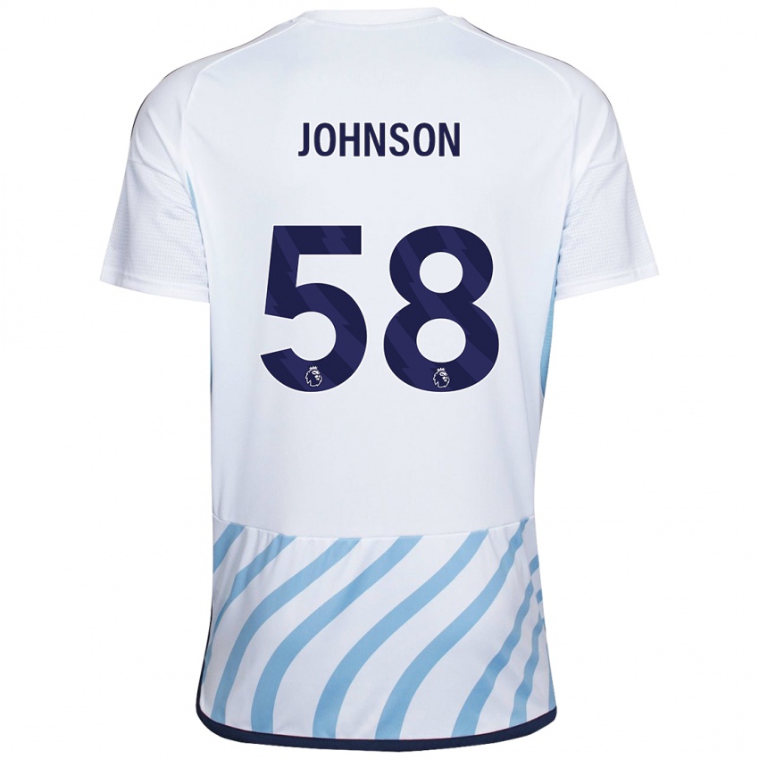 Kinderen Pharrell Johnson #58 Wit Blauw Uitshirt Uittenue 2023/24 T-Shirt België