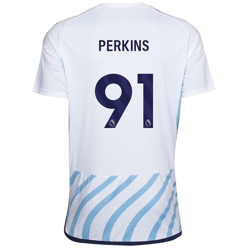 Enfant Maillot Jack Perkins #91 Blanc Bleu Tenues Extérieur 2023/24 T-Shirt Belgique