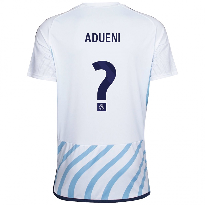 Kinderen Kevin Adueni #0 Wit Blauw Uitshirt Uittenue 2023/24 T-Shirt België