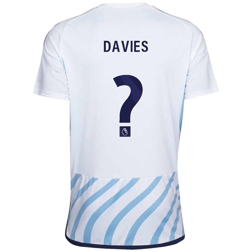 Enfant Maillot Isaac Davies #0 Blanc Bleu Tenues Extérieur 2023/24 T-Shirt Belgique