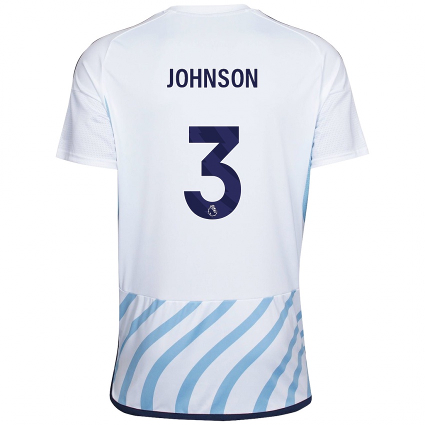 Kinderen Nat Johnson #3 Wit Blauw Uitshirt Uittenue 2023/24 T-Shirt België