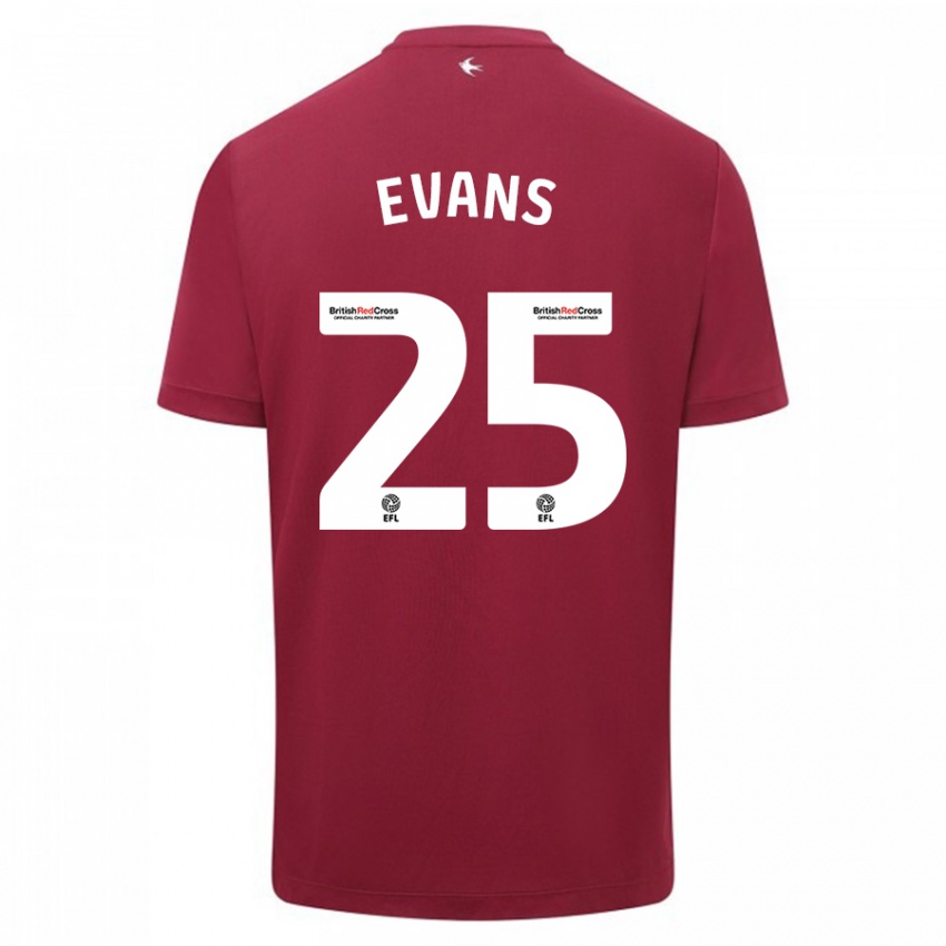 Kinderen Kieron Evans #25 Rood Uitshirt Uittenue 2023/24 T-Shirt België