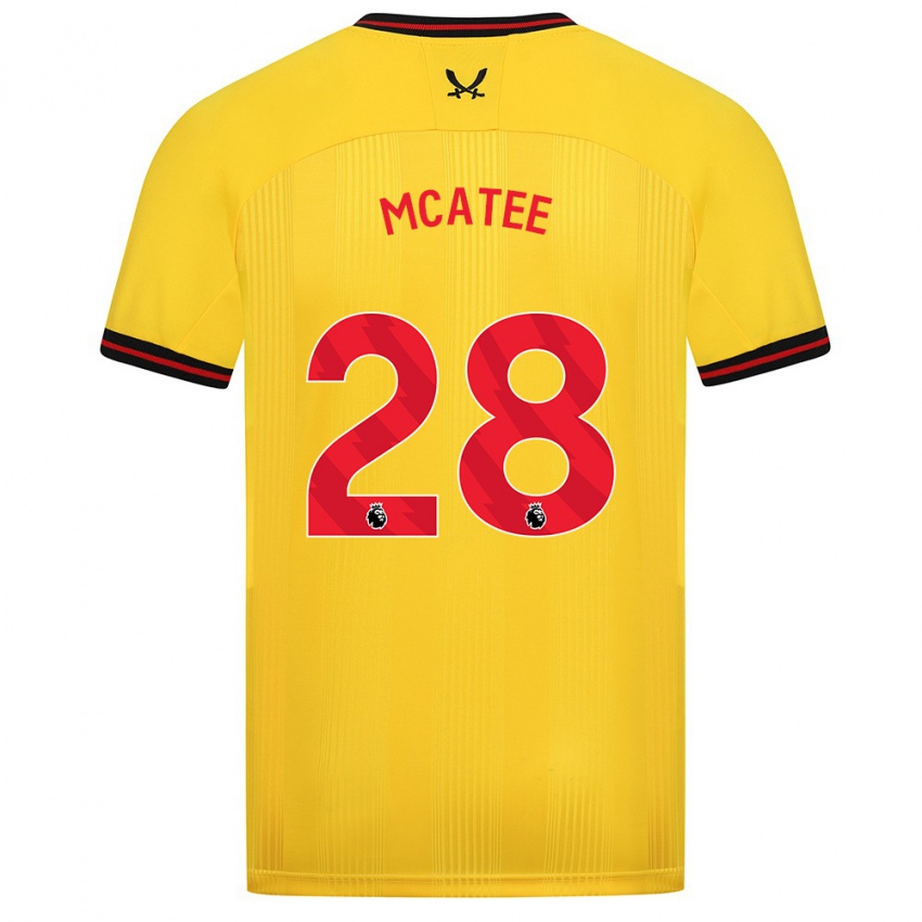 Kinderen James Mcatee #28 Geel Uitshirt Uittenue 2023/24 T-Shirt België
