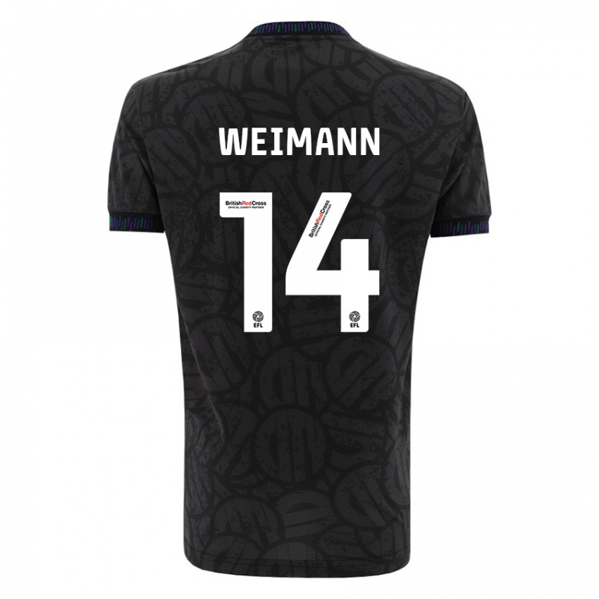 Kinder Andreas Weimann #14 Schwarz Auswärtstrikot Trikot 2023/24 T-Shirt Belgien