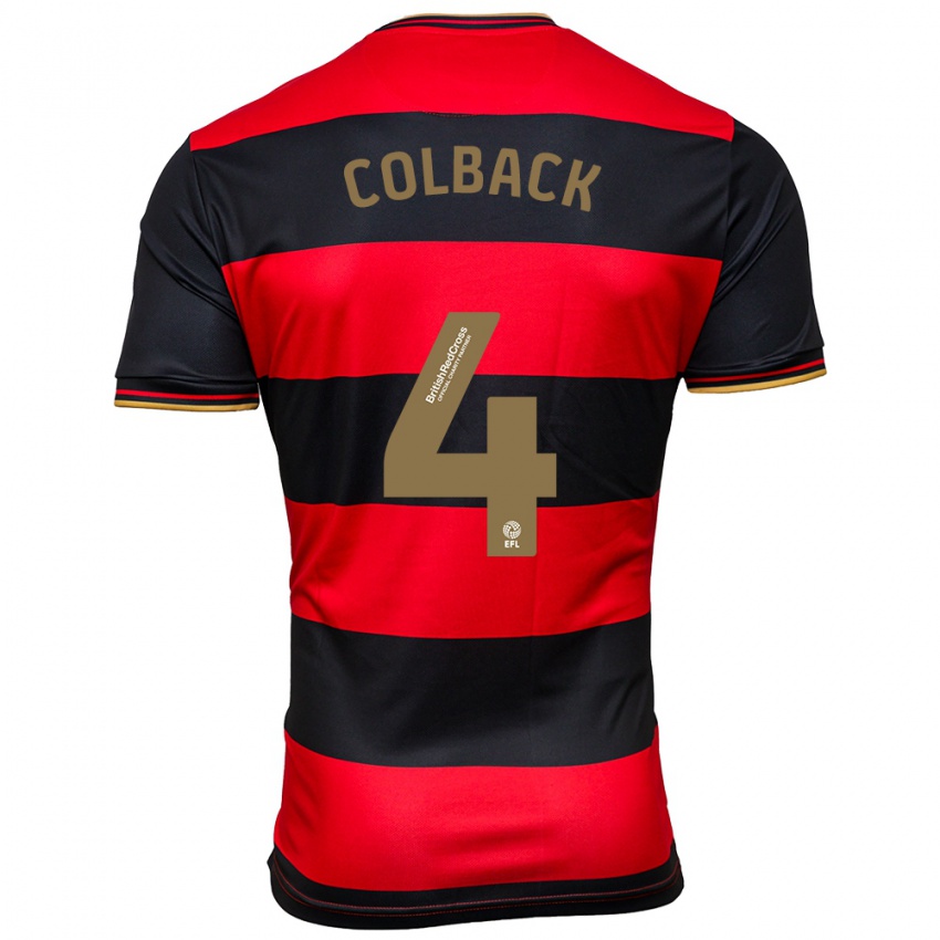 Kinderen Jack Colback #4 Zwart Rood Uitshirt Uittenue 2023/24 T-Shirt België