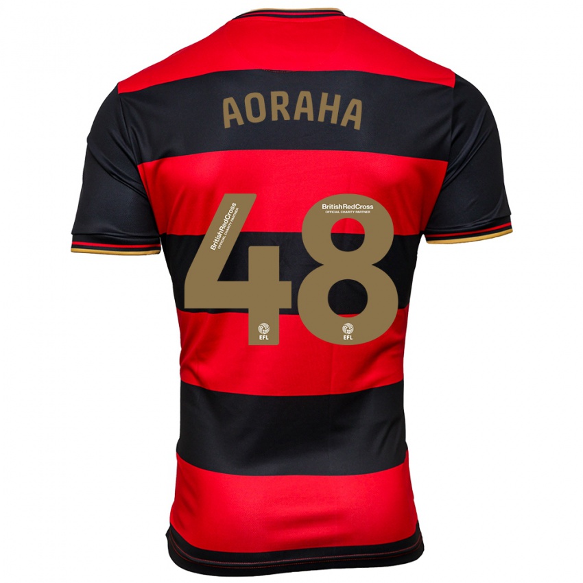 Kinderen Alexander Aoraha #48 Zwart Rood Uitshirt Uittenue 2023/24 T-Shirt België