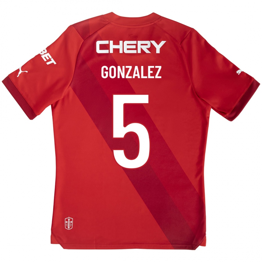 Kinderen Daniel González #5 Rood Uitshirt Uittenue 2023/24 T-Shirt België