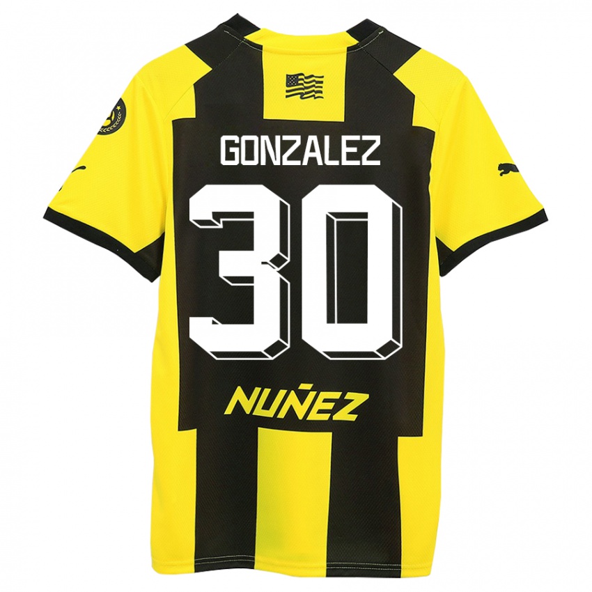 Homme Maillot Ángel González #30 Jaune Noir Tenues Domicile 2023/24 T-Shirt Belgique