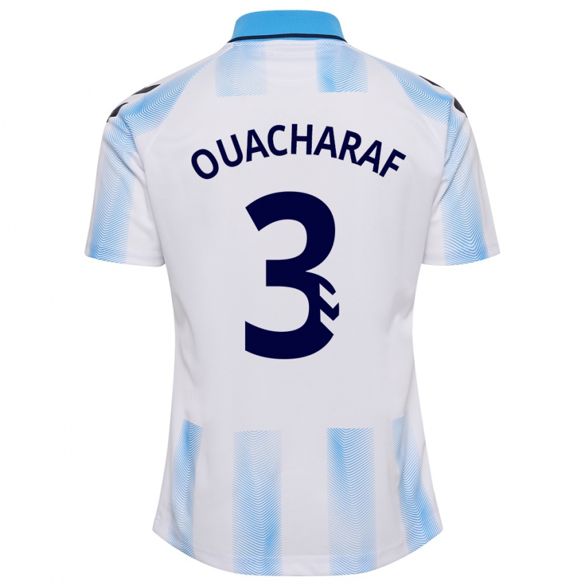 Heren Bilal Ouacharaf #3 Wit Blauw Thuisshirt Thuistenue 2023/24 T-Shirt België