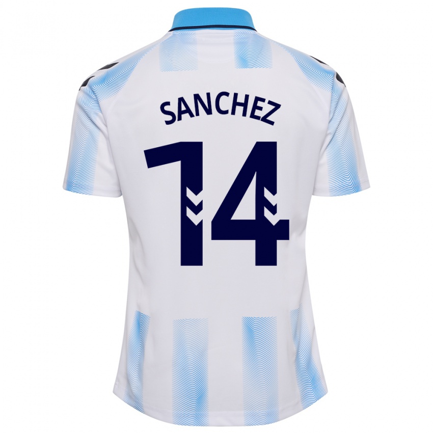 Heren Rubén Sánchez #14 Wit Blauw Thuisshirt Thuistenue 2023/24 T-Shirt België