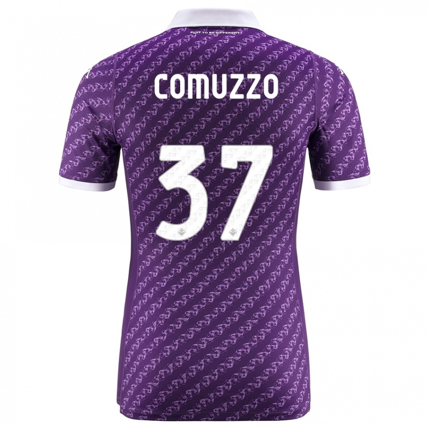 Heren Pietro Comuzzo #37 Viooltje Thuisshirt Thuistenue 2023/24 T-Shirt België