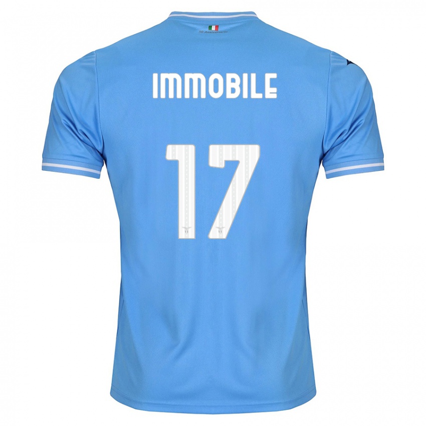 Heren Ciro Immobile #17 Blauw Thuisshirt Thuistenue 2023/24 T-Shirt België