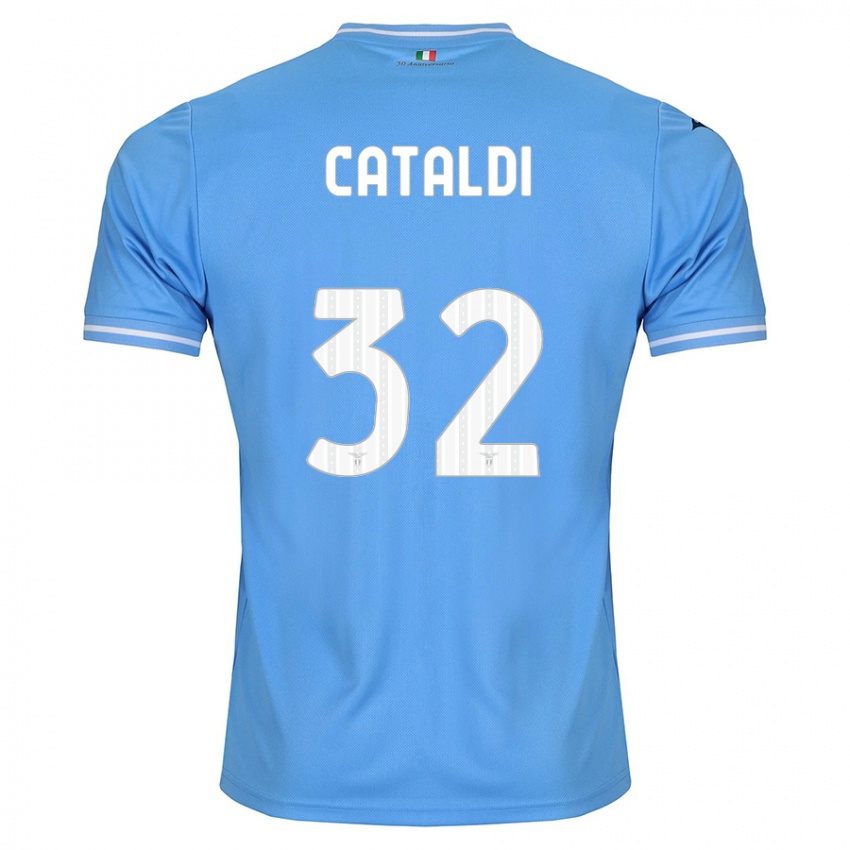 Heren Danilo Cataldi #32 Blauw Thuisshirt Thuistenue 2023/24 T-Shirt België