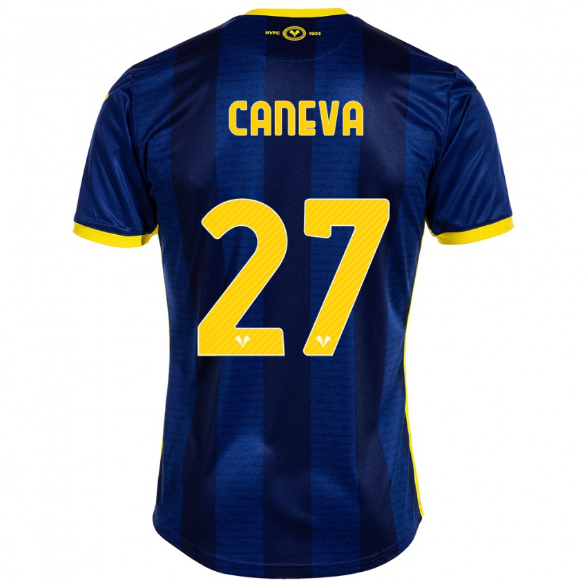 Heren Elia Caneva #27 Marine Thuisshirt Thuistenue 2023/24 T-Shirt België