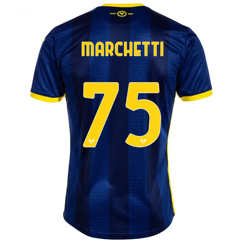 Heren Nicolò Marchetti #75 Marine Thuisshirt Thuistenue 2023/24 T-Shirt België