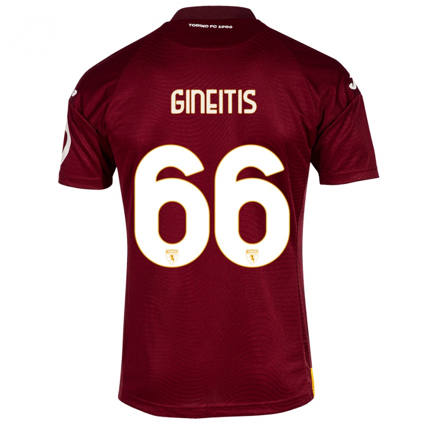 Heren Gvidas Gineitis #66 Donkerrood Thuisshirt Thuistenue 2023/24 T-Shirt België