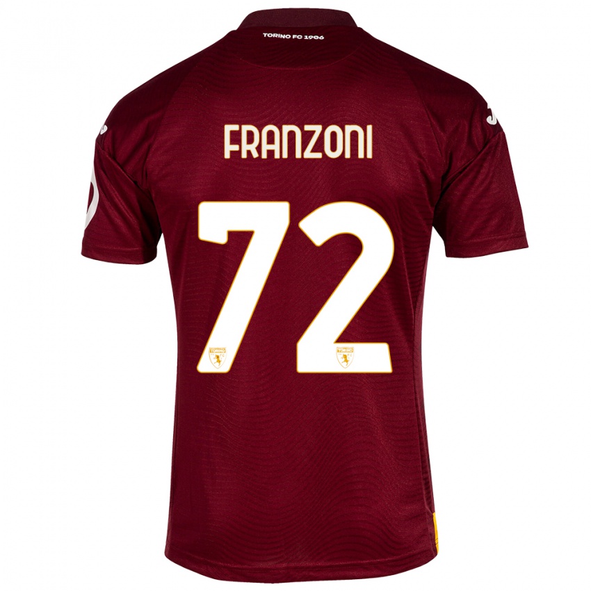 Heren Nicolò Franzoni #72 Donkerrood Thuisshirt Thuistenue 2023/24 T-Shirt België