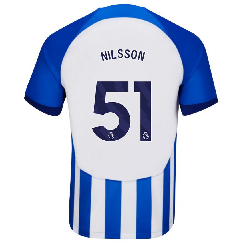 Herren Casper Nilsson #51 Blau Heimtrikot Trikot 2023/24 T-Shirt Belgien