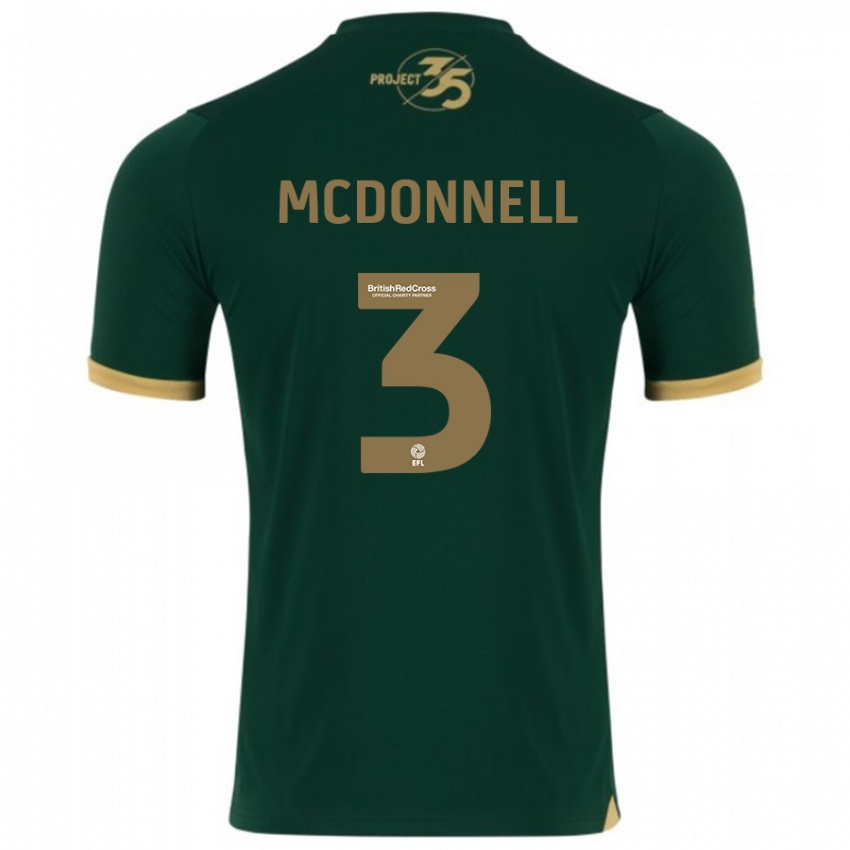 Homme Maillot Rosie Mcdonnell #3 Vert Tenues Domicile 2023/24 T-Shirt Belgique