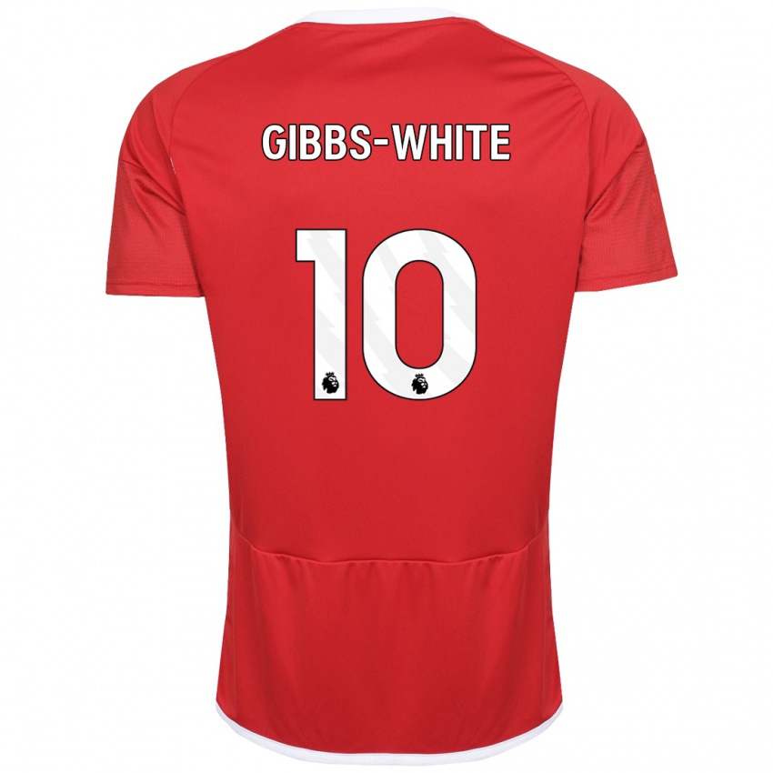 Homme Maillot Morgan Gibbs-White #10 Rouge Tenues Domicile 2023/24 T-Shirt Belgique
