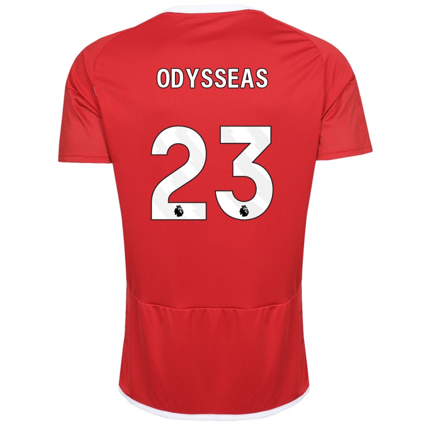 Homme Maillot Odysseas Vlachodimos #23 Rouge Tenues Domicile 2023/24 T-Shirt Belgique