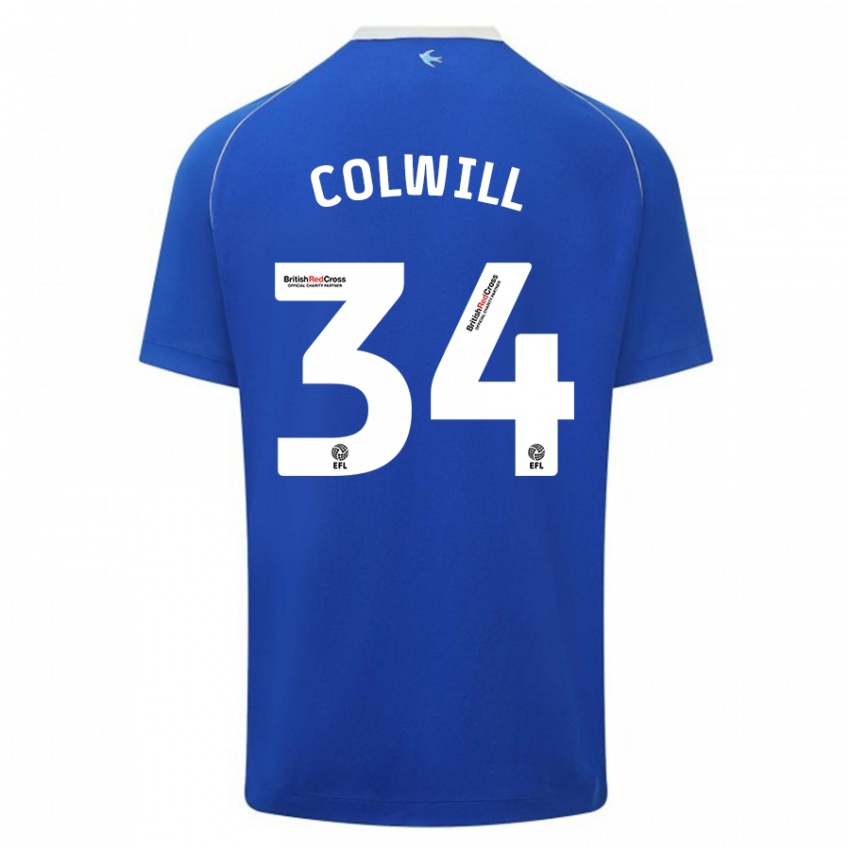 Herren Joel Colwill #34 Blau Heimtrikot Trikot 2023/24 T-Shirt Belgien