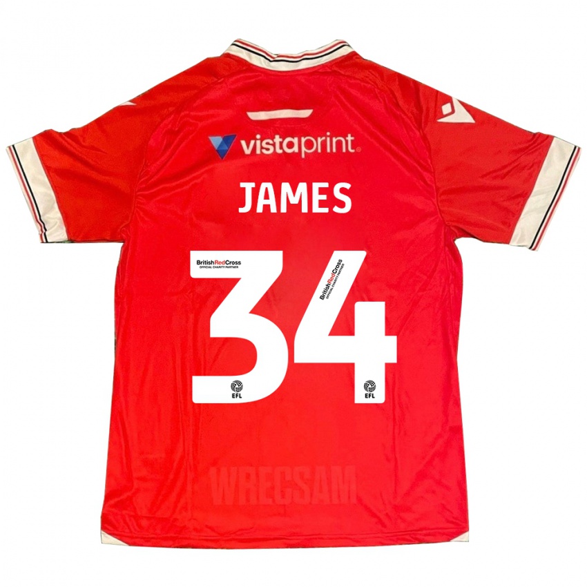 Heren Aaron James #34 Rood Thuisshirt Thuistenue 2023/24 T-Shirt België