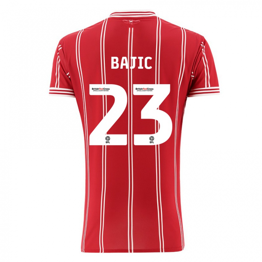 Herren Stefan Bajic #23 Rot Heimtrikot Trikot 2023/24 T-Shirt Belgien