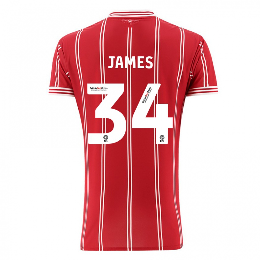 Herren Joseph James #34 Rot Heimtrikot Trikot 2023/24 T-Shirt Belgien