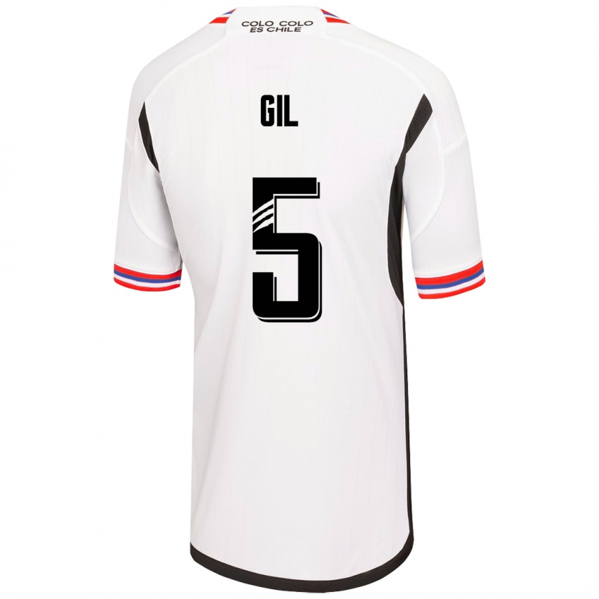 Homme Maillot Leonardo Gil #5 Blanc Tenues Domicile 2023/24 T-Shirt Belgique