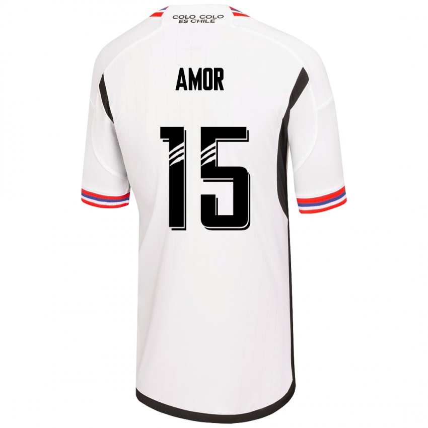 Homme Maillot Emiliano Amor #15 Blanc Tenues Domicile 2023/24 T-Shirt Belgique