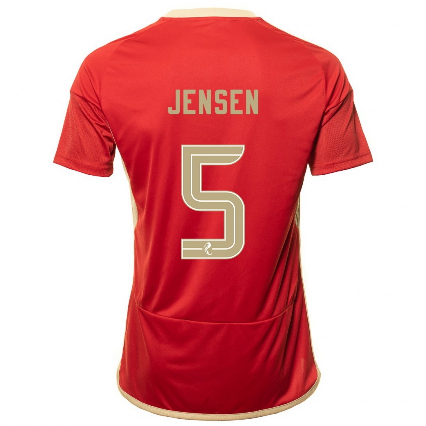 Heren Richard Jensen #5 Rood Thuisshirt Thuistenue 2023/24 T-Shirt België