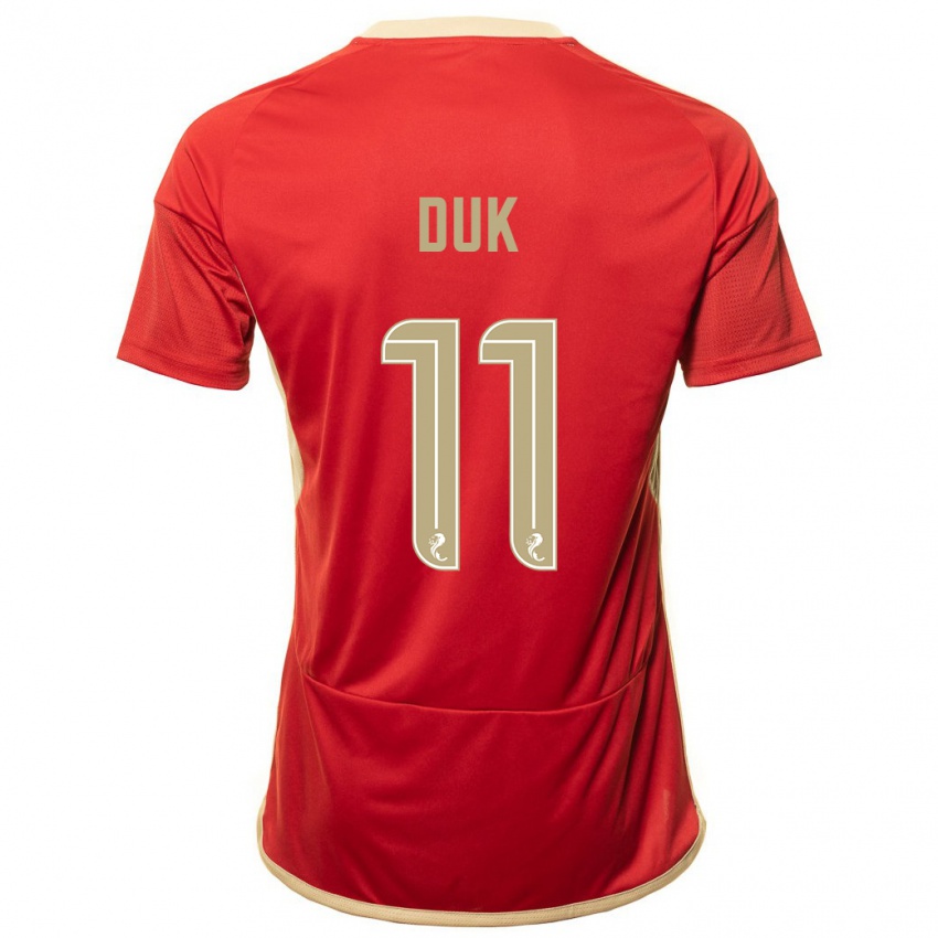 Heren Duk #11 Rood Thuisshirt Thuistenue 2023/24 T-Shirt België