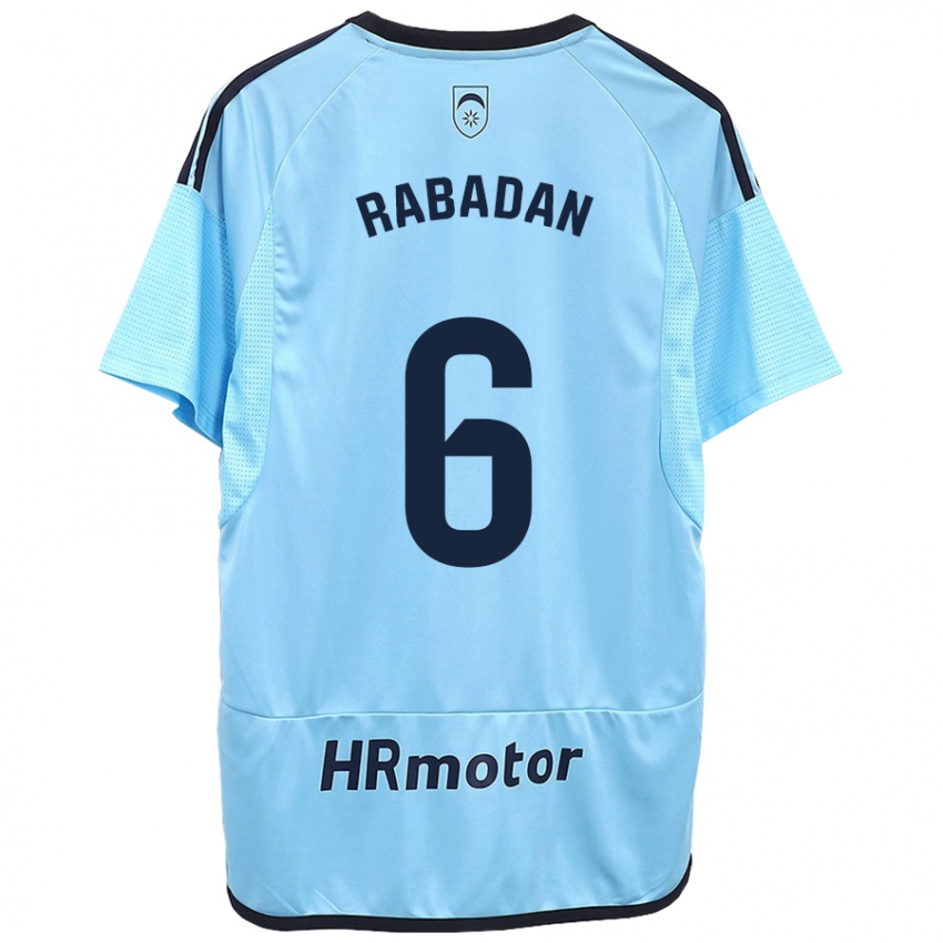 Heren David Rabadán #6 Blauw Uitshirt Uittenue 2023/24 T-Shirt België