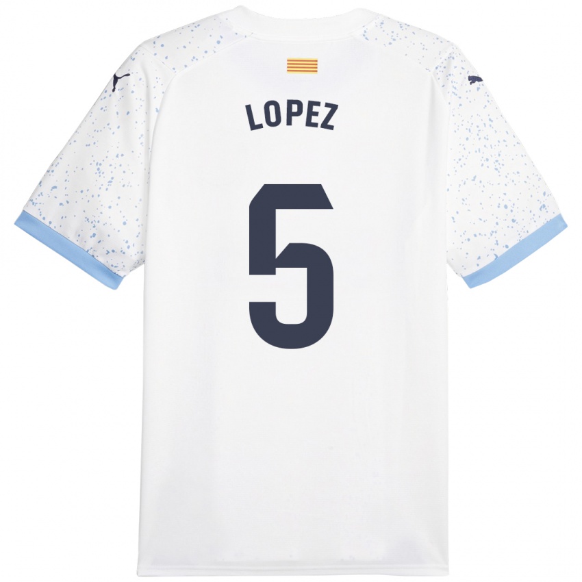 Heren David López #5 Wit Uitshirt Uittenue 2023/24 T-Shirt België