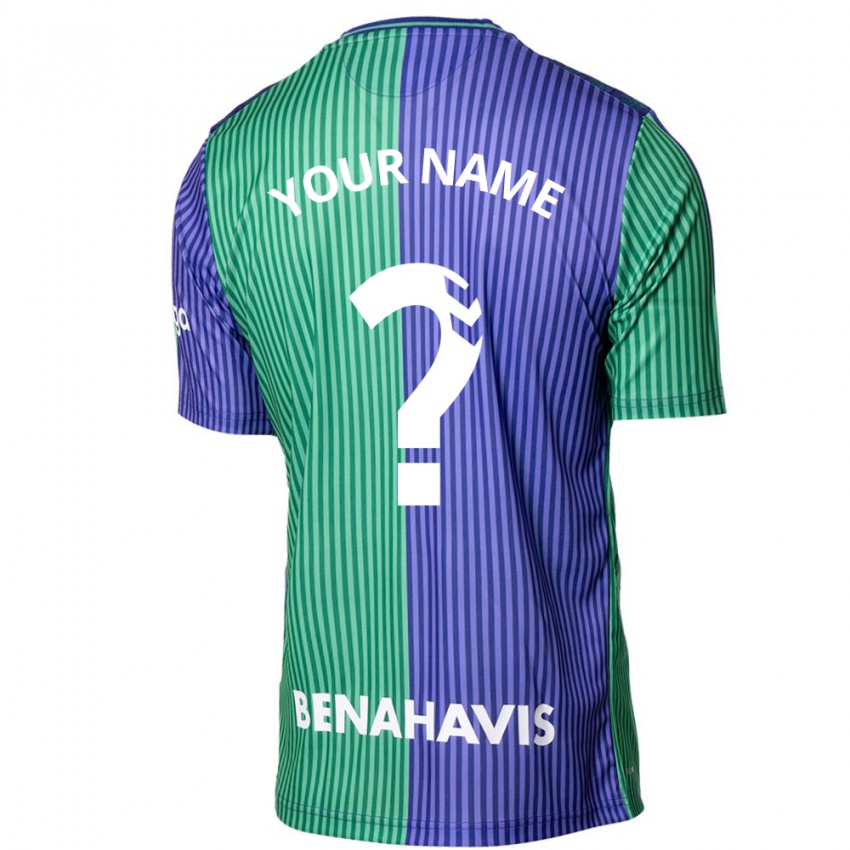 Heren Uw Naam #0 Groen Blauw Uitshirt Uittenue 2023/24 T-Shirt België