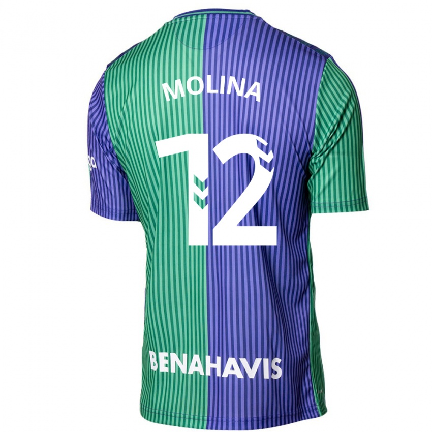 Heren Manu Molina #12 Groen Blauw Uitshirt Uittenue 2023/24 T-Shirt België