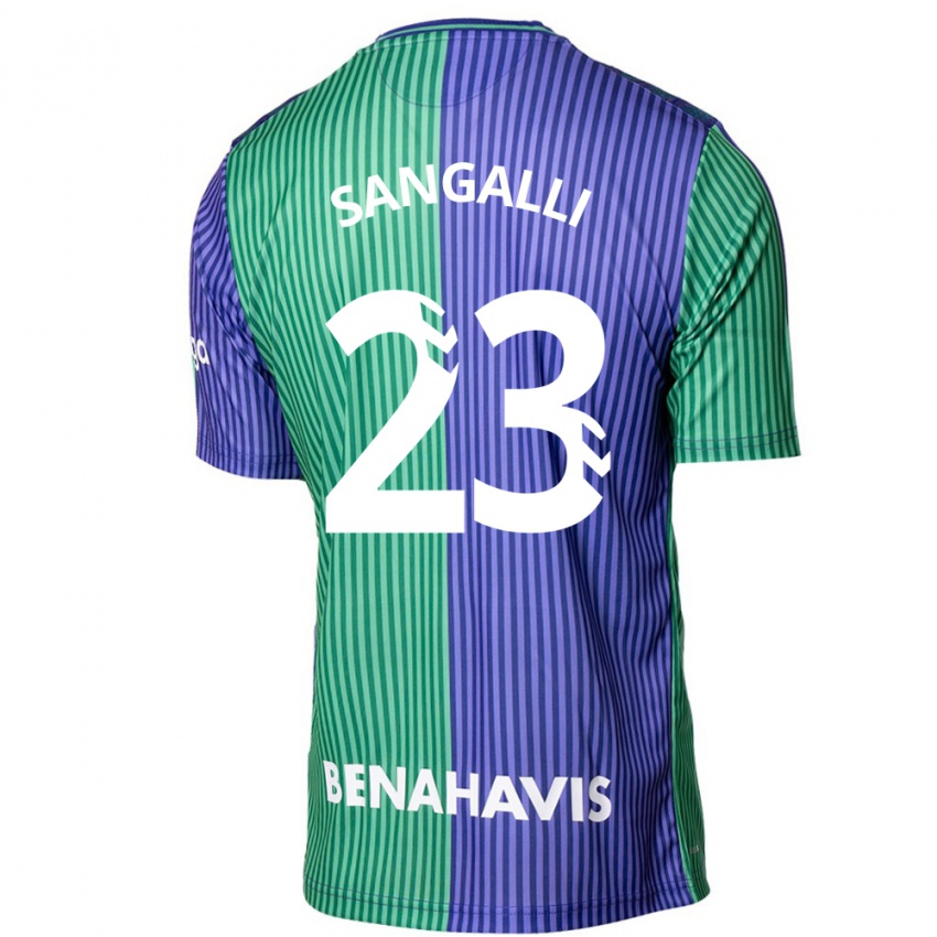 Heren Luca Sangalli #23 Groen Blauw Uitshirt Uittenue 2023/24 T-Shirt België