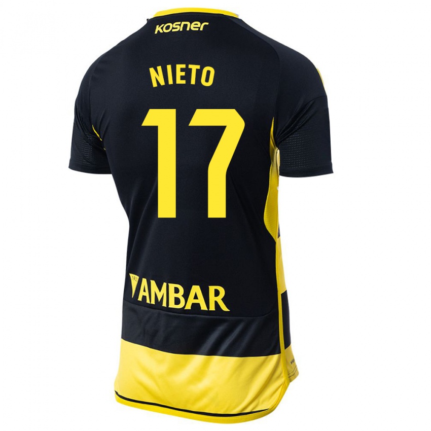 Heren Carlos Nieto #17 Zwart Geel Uitshirt Uittenue 2023/24 T-Shirt België